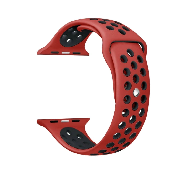 For Apple Watch Ultra 49mm&Watch Ultra 2 49mm / Series 10 46mm / 9&8&7 45mm / SE 3&SE 2&6&SE&5&4 44mm / 3&2&1 42mm Fashionable Classical Silicone Sport Watch Band(Red Black) - Watch Bands by buy2fix | Online Shopping UK | buy2fix