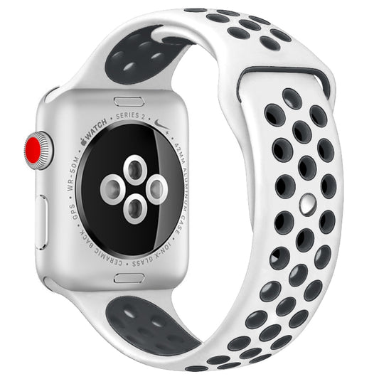 For Apple Watch Ultra 49mm&Watch Ultra 2 49mm / Series 10 46mm / 9&8&7 45mm / SE 3&SE 2&6&SE&5&4 44mm / 3&2&1 42mm Fashionable Classical Silicone Sport Watch Band (White Black) - Watch Bands by buy2fix | Online Shopping UK | buy2fix