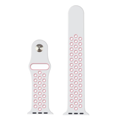 For Apple Watch Ultra 49mm&Watch Ultra 2 49mm / Series 10 46mm / 9&8&7 45mm / SE 3&SE 2&6&SE&5&4 44mm / 3&2&1 42mm Fashionable Classical Silicone Sport Watch Band (White Pink) - Watch Bands by buy2fix | Online Shopping UK | buy2fix