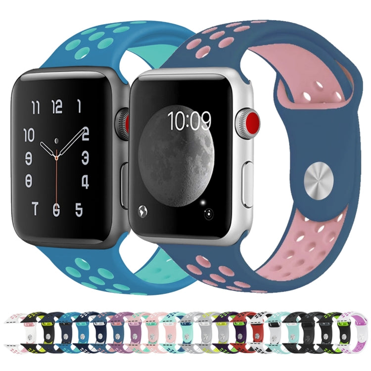 For Apple Watch Ultra 49mm&Watch Ultra 2 49mm / Series 10 46mm / 9&8&7 45mm / SE 3&SE 2&6&SE&5&4 44mm / 3&2&1 42mm Fashionable Classical Silicone Sport Watch Band (Black Purple) - Watch Bands by buy2fix | Online Shopping UK | buy2fix