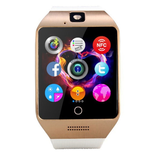 Q18S 1.54 inch IPS Screen MTK6260A Bluetooth 3.0 Smart Watch Phone, Pedometer / Sedentary Reminder / Sleeping Monitor / Anti-Loss / Remote Camera / GSM / 0.3M Camera (White + Gold) by buy2fix