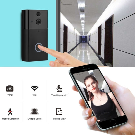 VESAFE HD 720P Security Camera Smart WiFi Video Doorbell Intercom, Support TF Card & Infrared Night Vision & Motion Detection App for IOS and Android(With Ding Dong/Chime)(Black) - Video DoorBell by buy2fix | Online Shopping UK | buy2fix