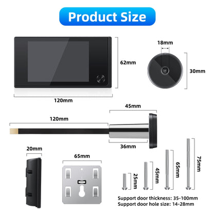 SN520AD 3.5 inch Screen 2.0MP Security Camera Digital Peephole Door Viewer (Black) by buy2fix