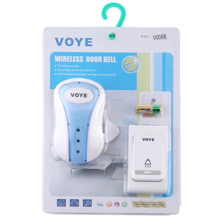 VOYE V008B Home Music Remote Control Wireless Doorbell with 38 Polyphony Sounds, US Plug (White) - Wireless Doorbell by VOYE | Online Shopping UK | buy2fix