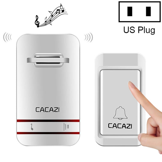 CACAZI V027G One Button One Receivers Self-Powered Wireless Home Kinetic Electronic Doorbell, US Plug