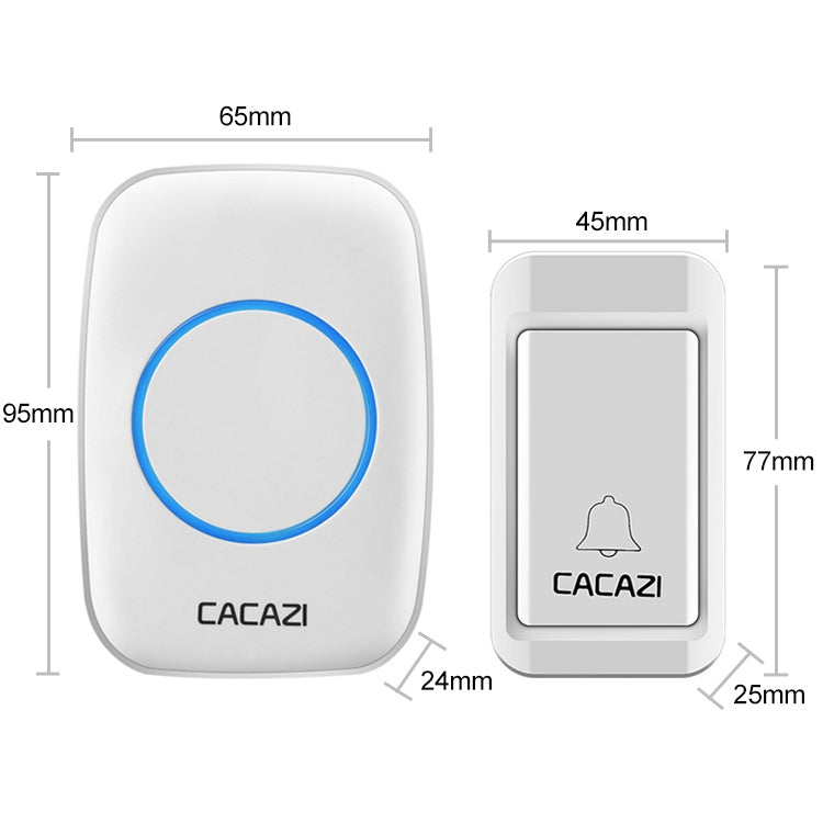 CACAZI A10G One Button One Receivers Self-Powered Wireless Home Cordless Bell, EU Plug(White) - Wireless Doorbell by CACAZI | Online Shopping UK | buy2fix