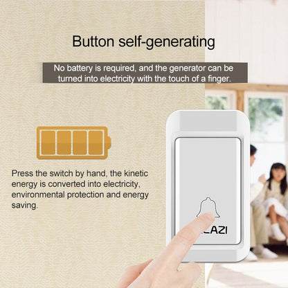 CACAZI A10G One Button One Receivers Self-Powered Wireless Home Cordless Bell, EU Plug(White) - Wireless Doorbell by CACAZI | Online Shopping UK | buy2fix
