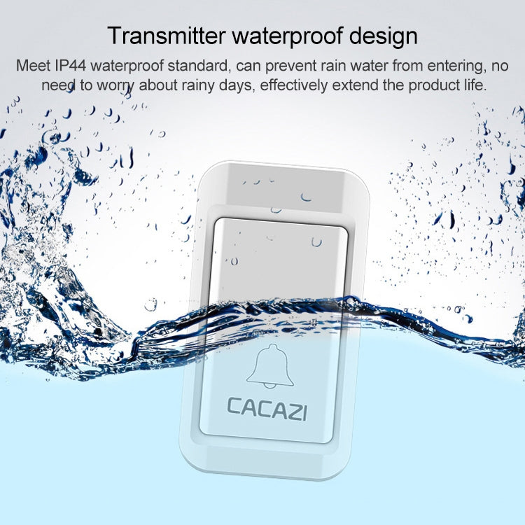CACAZI A10G One Button One Receivers Self-Powered Wireless Home Cordless Bell, EU Plug(White) - Wireless Doorbell by CACAZI | Online Shopping UK | buy2fix