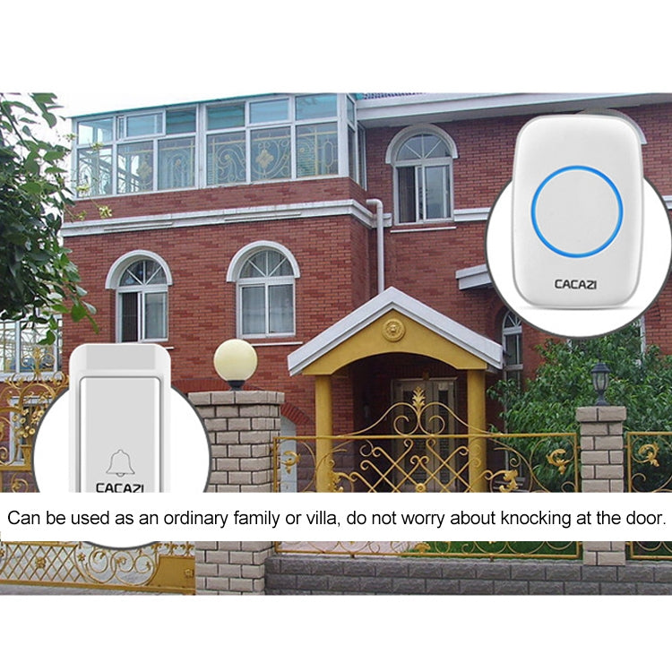 CACAZI A10G One Button One Receivers Self-Powered Wireless Home Cordless Bell, EU Plug(White) - Wireless Doorbell by CACAZI | Online Shopping UK | buy2fix