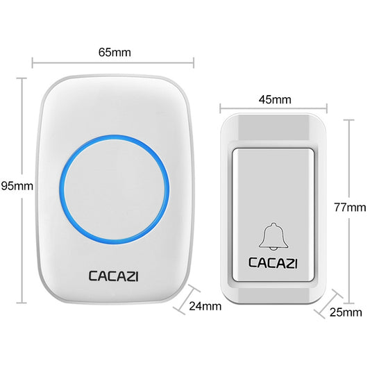 CACAZI A10G One Button One Receivers Self-Powered Wireless Home Cordless Bell, US Plug(White) - Wireless Doorbell by CACAZI | Online Shopping UK | buy2fix