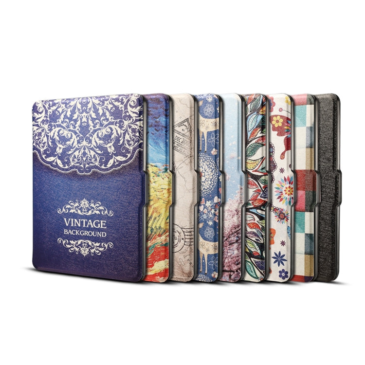European Flower Vine Print Horizontal Flip PU Leather Protective Case for Amazon Kindle Paperwhite 1 & 2 & 3 with Sleep / Wake-up - Amazon by buy2fix | Online Shopping UK | buy2fix