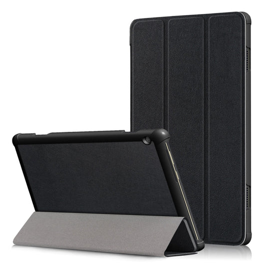 3-folding Custer Texture Deformation Flip Leather Case for Lenovo Tab M10 TB-X605F / X505F(Black) - Lenovo by buy2fix | Online Shopping UK | buy2fix