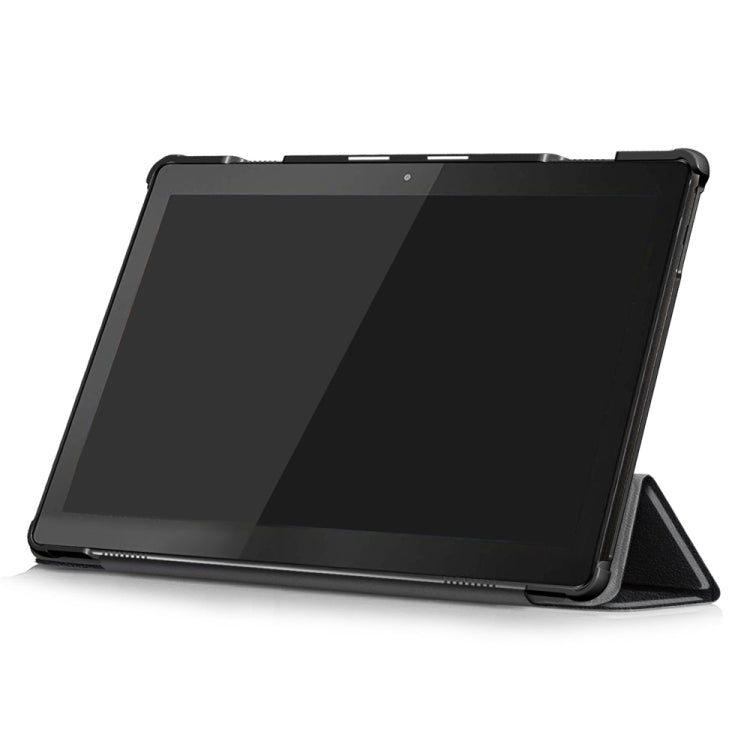 3-folding Custer Texture Deformation Flip Leather Case for Lenovo Tab M10 TB-X605F / X505F(Black) - Lenovo by buy2fix | Online Shopping UK | buy2fix