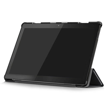 3-folding Custer Texture Deformation Flip Leather Case for Lenovo Tab M10 TB-X605F / X505F(Black) - Lenovo by buy2fix | Online Shopping UK | buy2fix