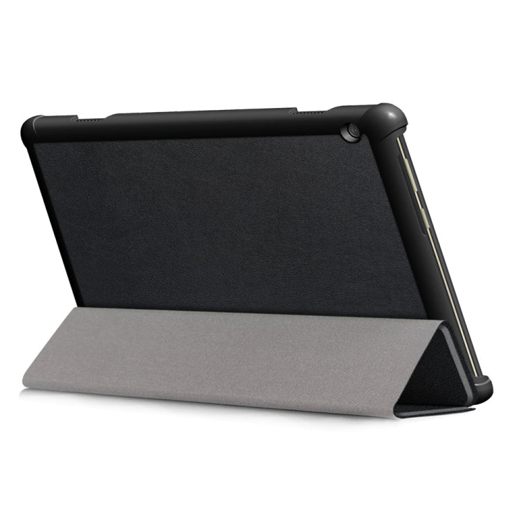 3-folding Custer Texture Deformation Flip Leather Case for Lenovo Tab M10 TB-X605F / X505F(Black) - Lenovo by buy2fix | Online Shopping UK | buy2fix