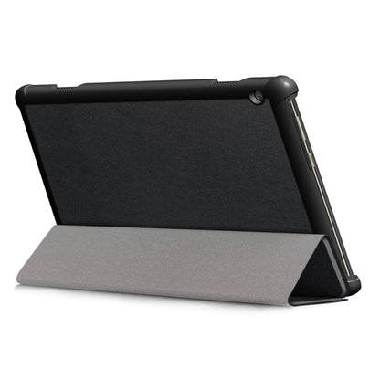 3-folding Custer Texture Deformation Flip Leather Case for Lenovo Tab M10 TB-X605F / X505F(Black) - Lenovo by buy2fix | Online Shopping UK | buy2fix