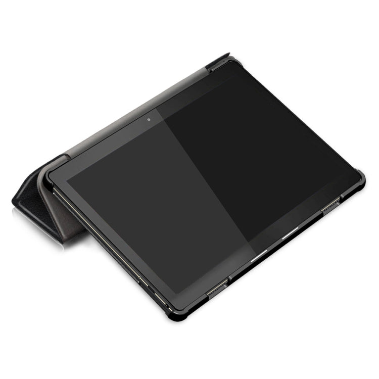 3-folding Custer Texture Deformation Flip Leather Case for Lenovo Tab M10 TB-X605F / X505F(Black) - Lenovo by buy2fix | Online Shopping UK | buy2fix