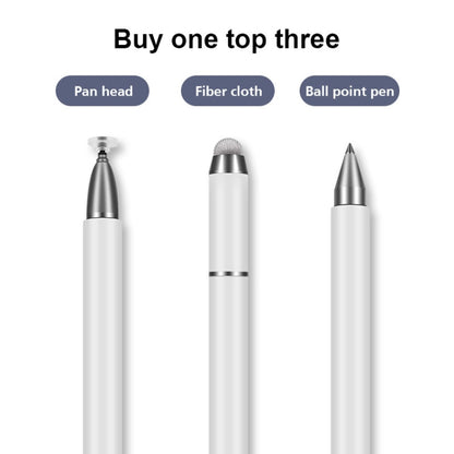 JB03 Universal Magnetic Pen Cap Pan Head + Fiber Cloth + Ball Point Pen 3 in 1 Stylus Pen for Smart Tablets and Mobile Phones (White) - Stylus Pen by buy2fix | Online Shopping UK | buy2fix