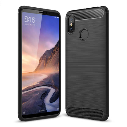 Brushed Texture Carbon Fiber Shockproof TPU Case for Xiaomi Mi Max 3(Black) by buy2fix