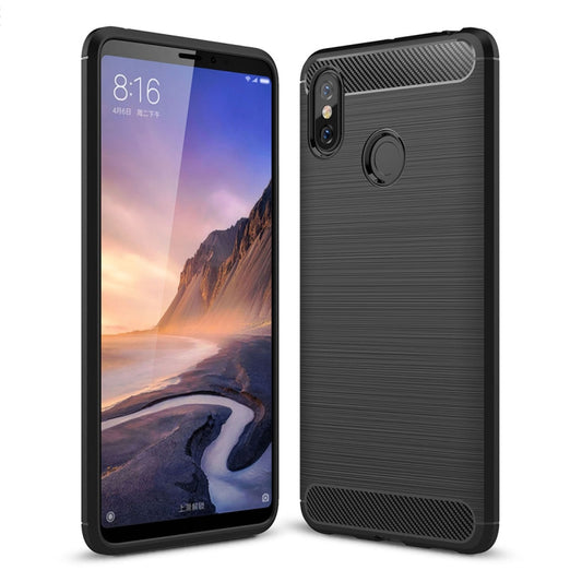 Brushed Texture Carbon Fiber Shockproof TPU Case for Xiaomi Mi Max 3(Black) by buy2fix