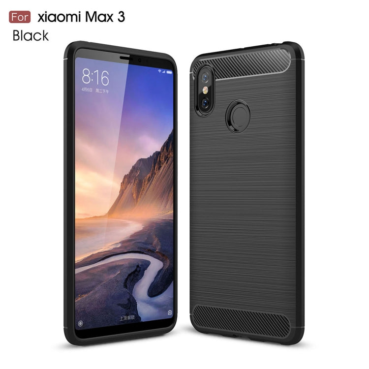 Brushed Texture Carbon Fiber Shockproof TPU Case for Xiaomi Mi Max 3(Black) by buy2fix