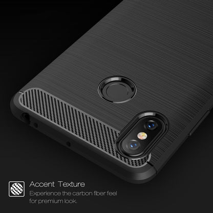 Brushed Texture Carbon Fiber Shockproof TPU Case for Xiaomi Mi Max 3(Black) by buy2fix