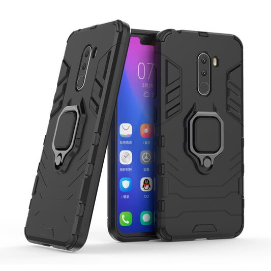 PC + TPU Shockproof Protective Case with Magnetic Ring Holder for Xiaomi Pocophone F1(Black) by buy2fix