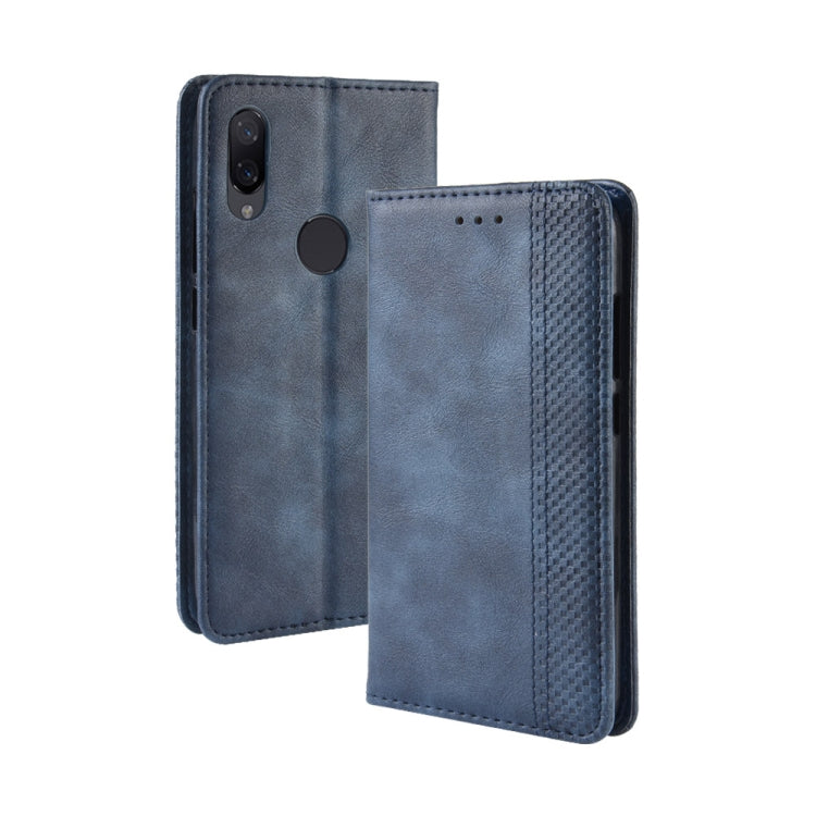 Magnetic Buckle Retro Crazy Horse Texture Horizontal Flip Leather Case for Xiaomi Redmi 7, with Holder & Card Slots & Photo Frame (Blue) - Xiaomi Cases by buy2fix | Online Shopping UK | buy2fix