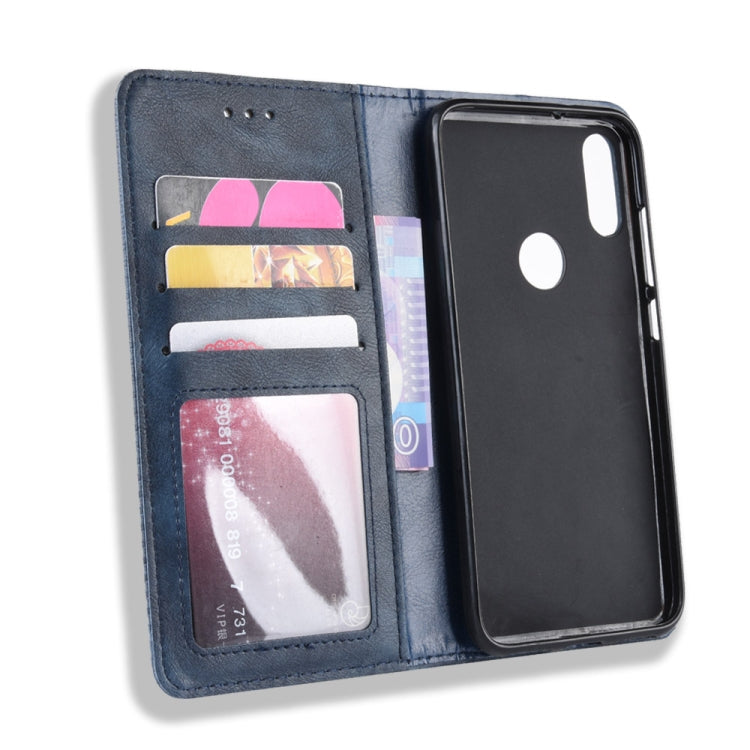 Magnetic Buckle Retro Crazy Horse Texture Horizontal Flip Leather Case for Xiaomi Redmi 7, with Holder & Card Slots & Photo Frame (Blue) - Xiaomi Cases by buy2fix | Online Shopping UK | buy2fix
