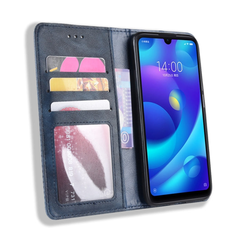 Magnetic Buckle Retro Crazy Horse Texture Horizontal Flip Leather Case for Xiaomi Redmi 7, with Holder & Card Slots & Photo Frame (Blue) - Xiaomi Cases by buy2fix | Online Shopping UK | buy2fix
