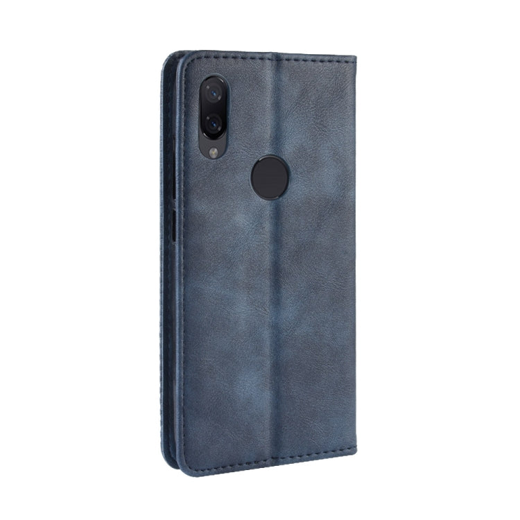 Magnetic Buckle Retro Crazy Horse Texture Horizontal Flip Leather Case for Xiaomi Redmi 7, with Holder & Card Slots & Photo Frame (Blue) - Xiaomi Cases by buy2fix | Online Shopping UK | buy2fix