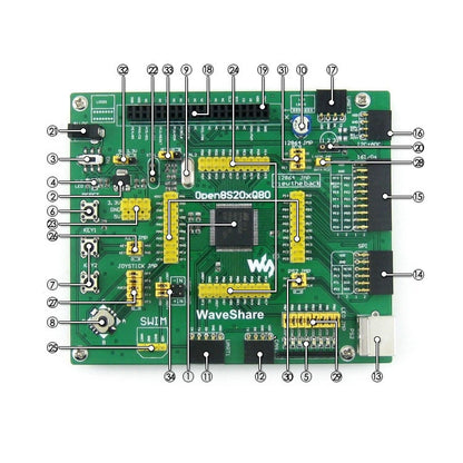 Waveshare Open8S208Q80 Standard, STM8 Development Board by Waveshare