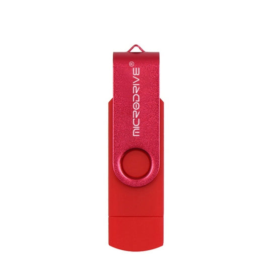 MicroDrive 32 Go USB 2.0 Ordinateur portable Double usage Rotatif OTG Métal U Disque (Rouge)
