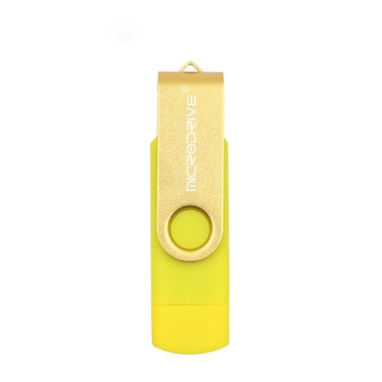 MicroDrive 32 Go USB 2.0 Ordinateur portable Double usage Rotatif OTG Métal U Disque (Jaune)