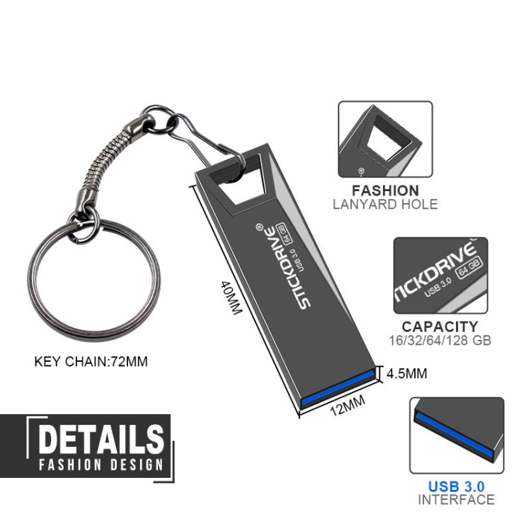 STICKDRIVE 64GB USB 3.0 High Speed Mini Metal U Disk (Silver Grey) - USB Flash Drives by STICKDRIVE | Online Shopping UK | buy2fix