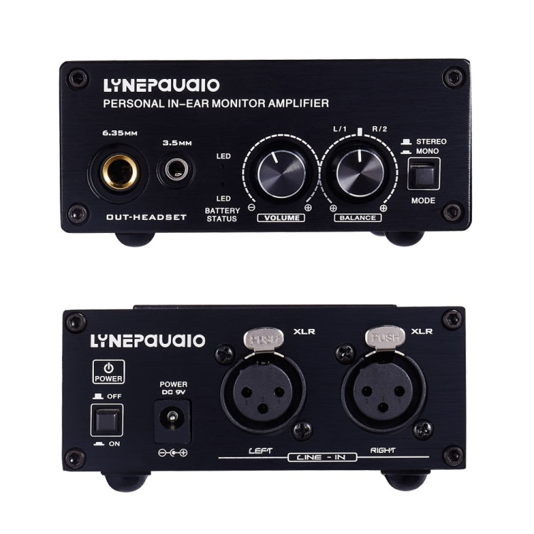 LINEPAUDIO B982 Power Amplifier Instrument Drummer Earphone Monitor Signal Amplifier, Dual XLR Input (Black) -  by buy2fix | Online Shopping UK | buy2fix