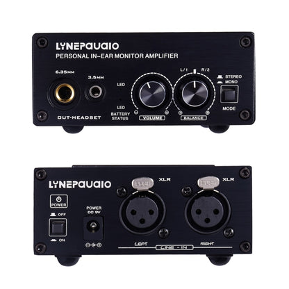 LINEPAUDIO B982 Power Amplifier Instrument Drummer Earphone Monitor Signal Amplifier, Dual XLR Input (Black) -  by buy2fix | Online Shopping UK | buy2fix