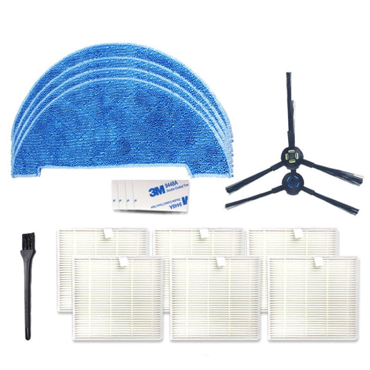 XI277 1 Pair I258 Side Brush + 6 PCS I206 Filter + 4 PCS I262 Rag + 4 PCS G604 Magic Adhesive Sticker + G101 Small Black Brush for ILIFE V8S - For ILIFE Accessories by buy2fix | Online Shopping UK | buy2fix