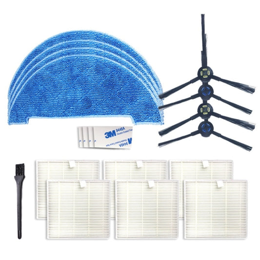 XI278 2 Pairs I258 Side Brush + 6 PCS I206 Filter + 4 PCS I262 Rag + 4 PCS G604 Magic Adhesive Sticker + G101 Small Black Brush for ILIFE V8S - For ILIFE Accessories by buy2fix | Online Shopping UK | buy2fix