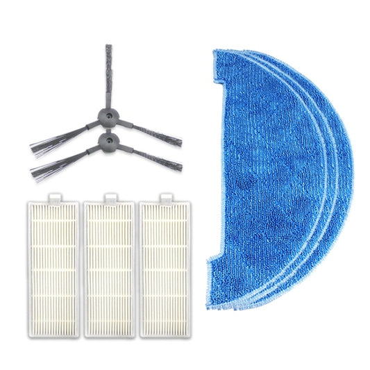 XI294 1 Pair K614 Side Brushes + 3 PCS K636 Rags + 3 PCS I207 Filters for ILIFE A4 / T4 - For ILIFE Accessories by buy2fix | Online Shopping UK | buy2fix