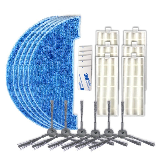 XI297 3 Pairs K614 Side Brushes + 5 PCS K636 Rags + 6 PCS I207 Filters+ 5 PCS G604 Magic Adhesive Stickers for ILIFE A4 - For ILIFE Accessories by buy2fix | Online Shopping UK | buy2fix