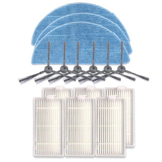 XI242 3 Pairs K614 Side Brushes + 6 PCS I208 Filters+ 3 PCS I201 Rags Set for ILIFE V5S Pro / V50 / V5S - For ILIFE Accessories by buy2fix | Online Shopping UK | buy2fix