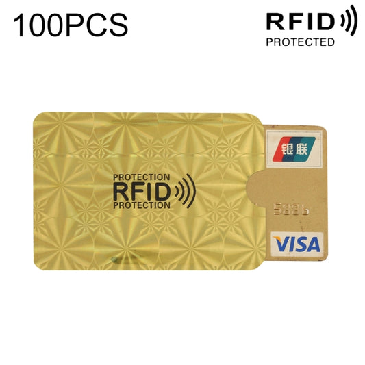 100pcs Aluminum Foil RFID Blocking Credit Card ID Bank Card Case Card Holder Cover, Size: 9 x 6.3cm(Golden Snowflake) - Antimagnetic RFID Package by buy2fix | Online Shopping UK | buy2fix