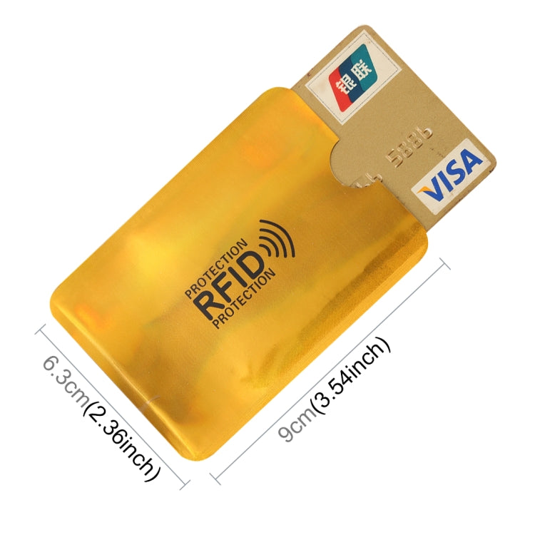 100pcs Aluminum Foil RFID Blocking Credit Card ID Bank Card Case Card Holder Cover, Size: 9 x 6.3cm (Gold) - Antimagnetic RFID Package by buy2fix | Online Shopping UK | buy2fix