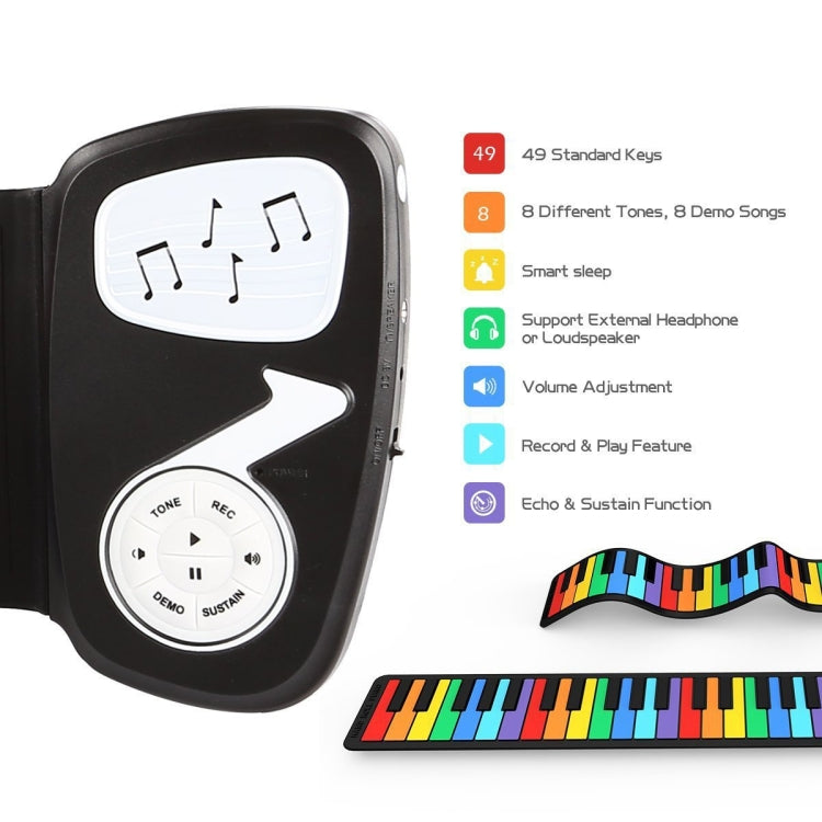 49-key Hand Roll Silicone Children Electronic Piano by buy2fix