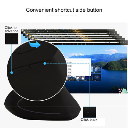 Battery Version Wireless Mouse Vertical 2.4GHz Optical Mouse (White) by buy2fix