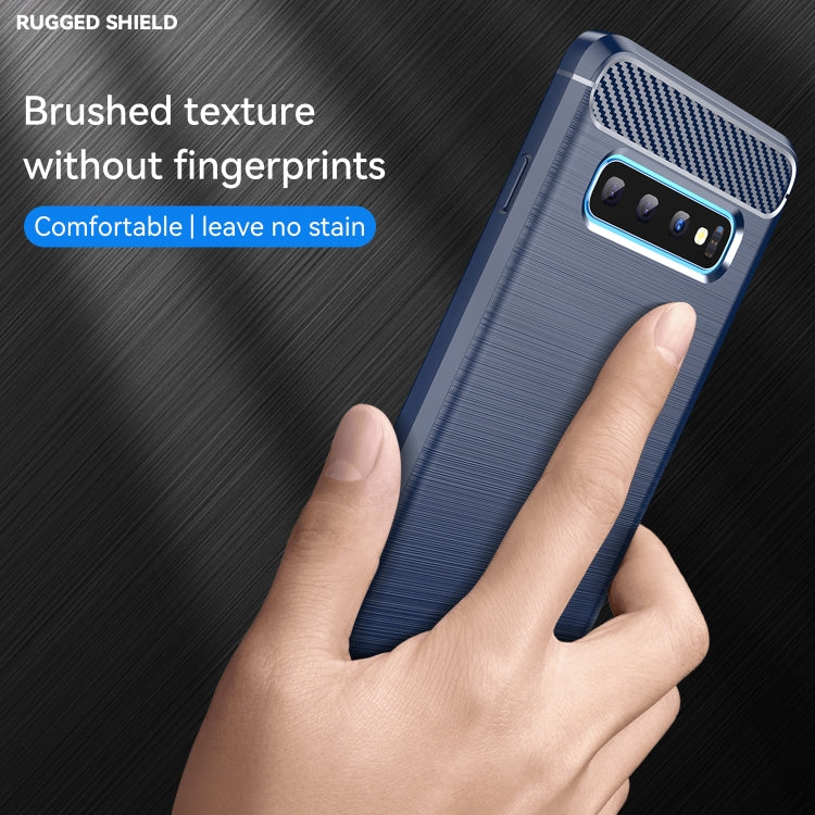 Brushed Texture Carbon Fiber TPU Case for Galaxy S10(Navy Blue) by buy2fix