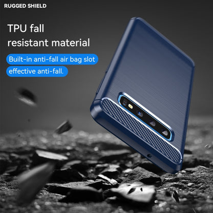 Brushed Texture Carbon Fiber TPU Case for Galaxy S10(Navy Blue) by buy2fix