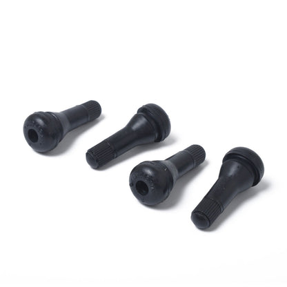 Snap-in Short Black Rubber Valve Stem (TR413) 4-Pack with Valve Core Wrench for Tubeless 0.453 Inch 11.5mm Rim Holes on Standard Vehicle Tires by buy2fix